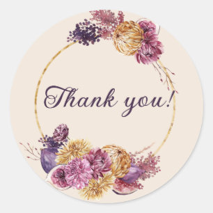 Monogram dank u aanpasbare gouden lijst herfst ronde sticker