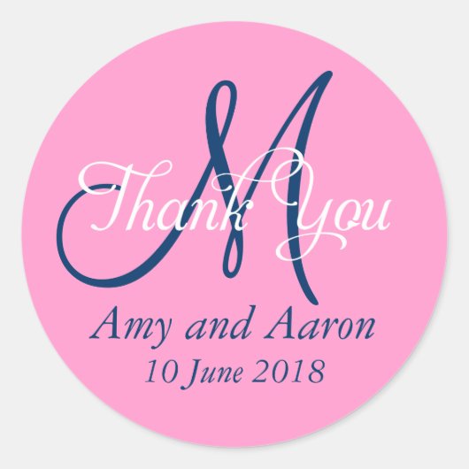 Monogram dank u bruiloft gunst label (Voorkant)