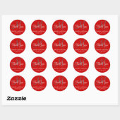 Monogram dank u bruiloft gunst Stickers rood (Vel)