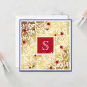 Monogram Dank u Elegant Birds & Branches Kaart (Voorkant / Achterkant in situ)