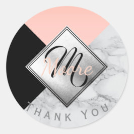 Monogram Dank u in abstract ontwerp Ronde Sticker