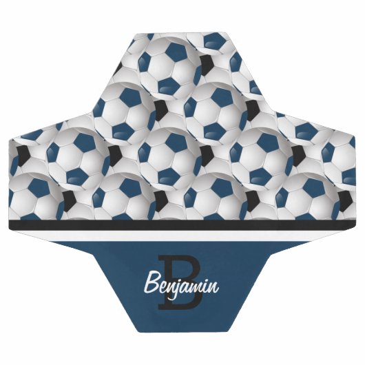 Monogram Dark Blue Black Voetbal Pattern (Enkel)