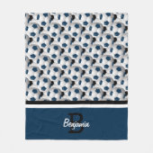 Monogram Dark Blue Black Voetbal Pattern Fleece Deken (Voorkant)