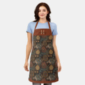Monogram Dark Boho Terracotta Sage Botanisch Schort (Gedragen)