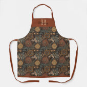Monogram Dark Boho Terracotta Sage Botanisch Schort (Voorkant)
