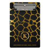 Monogram Dark Gold en Black Giraffe Pattern Mini Klembord (Voorkant)