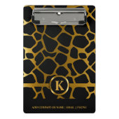 Monogram Dark Gold en Black Giraffe Pattern Mini Klembord (Voorkant)