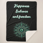 Monogram Dark Green Evil Eye Symbool op zwart | Sherpa Deken (Voorkant)