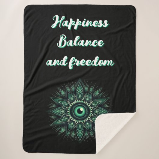 Monogram Dark Green Evil Eye Symbool op zwart | Sherpa Deken (Voorkant)