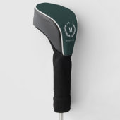 Monogram Dark Green Stylish Modern Minimalist Golfheadcover (Schuin)