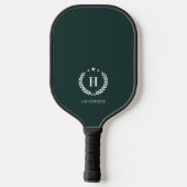 Monogram Dark Green Stylish Modern Minimalist Pickleball Paddle (Achterkant)