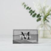 Monogram Dark & Light Grey Mountain Waterverf Art Visitekaartje (Staand voorkant)