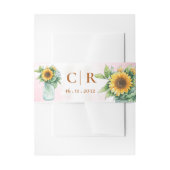 Monogram & Date  Sunflower Mason Jar Wedding    Uitnodigingen Wikkel (Voorkant Voorbeeld)