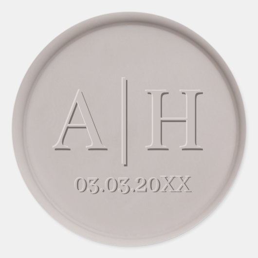 Monogram Datum Clay Wax Seal Sticker (Voorkant)