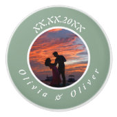 Monogram Datum  Omlijst Aangepaste Foto Keramische Keramische Knop (Voorkant)