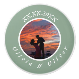 Monogram Datum Omlijst Aangepaste Foto Keramische Keramische Knop