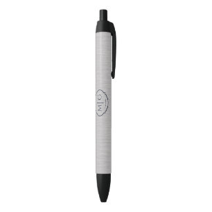 Monogram Datum Premium Geborsteld Zilveren Metaals Zwarte Inkt Pen
