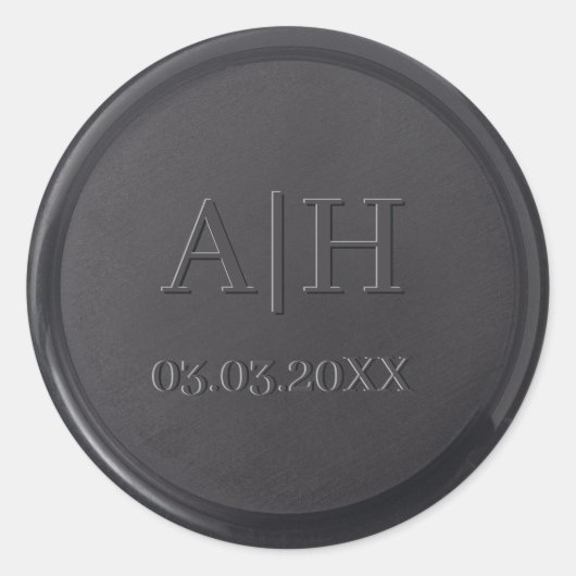 Monogram Datum Zwarte Waszegel Sticker (Voorkant)
