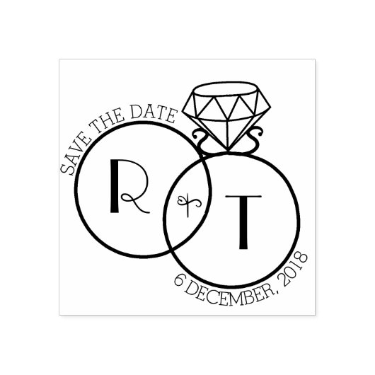 Monogram De datumstempel opslaan Rubberstempel (Afrduk)