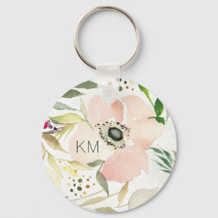 Monogram   De Joy of White   Waterverf Floral Sleutelhanger