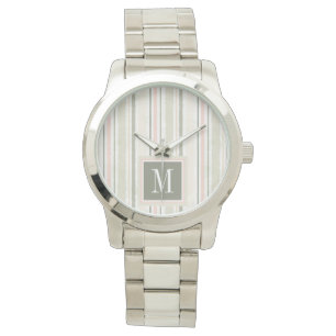Monogram De Joy of White Waterverf Stripes Horloge