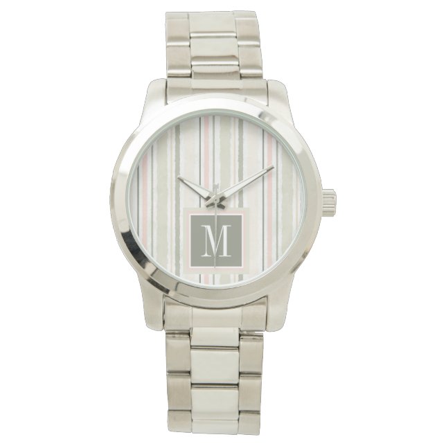 Monogram | De Joy of White | Waterverf Stripes Horloge (Voorkant)
