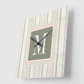Monogram | De Joy of White | Waterverf Stripes Vierkante Klok (Hoek)