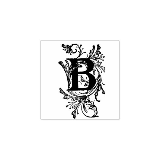 Monogram decoratief Floraal initiaal letter Rubberstempel (Afrduk)