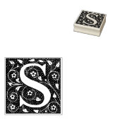 Monogram decoratieve bloemletter S Rubberstempel (Gestempeld)