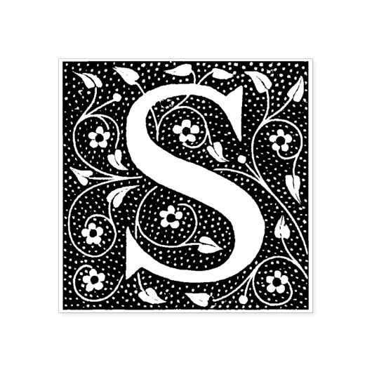 Monogram decoratieve bloemletter S Rubberstempel (Afrduk)