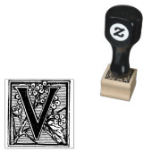 Monogram  decoratieve bloemletter V Rubberstempel (Gestempeld)