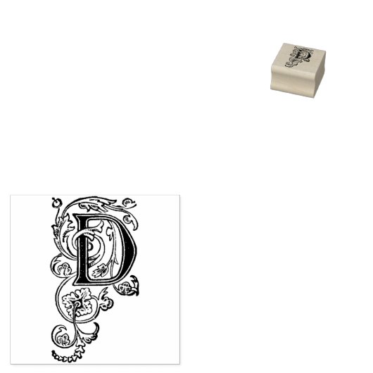 Monogram  decoratieve hoofdletter D Rubberstempel (Gestempeld)