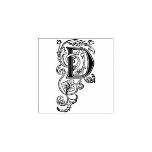 Monogram decoratieve hoofdletter D Rubberstempel