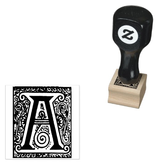 Monogram  decoratieve letter A Rubberstempel (Gestempeld)