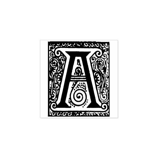 Monogram  decoratieve letter A Rubberstempel (Afrduk)