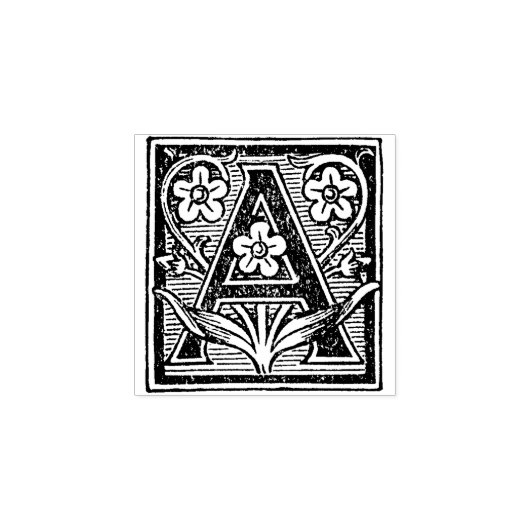 Monogram  decoratieve letter A Rubberstempel (Afrduk)