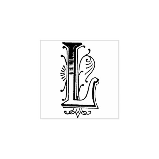 Monogram  decoratieve letter L Rubberstempel (Afrduk)