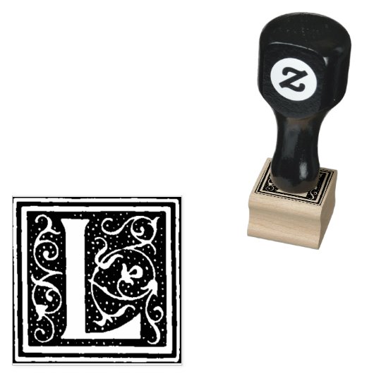 Monogram  decoratieve letter L Rubberstempel (Gestempeld)
