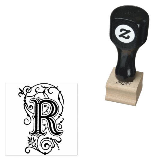 Monogram decoratieve letter R Rubberstempel (Gestempeld)