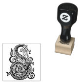 Monogram  decoratieve letter S Dragon Rubberstempel (Gestempeld)
