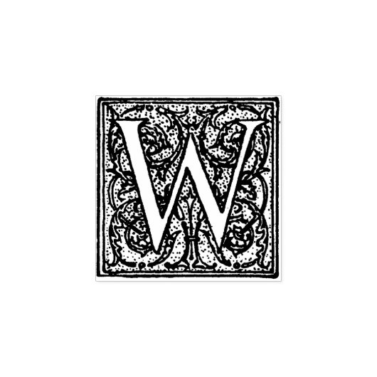 Monogram  decoratieve letter W Rubberstempel (Afrduk)