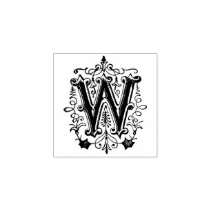 Monogram  decoratieve letter W Rubberstempel