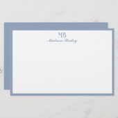 Monogram Decoratieve Typografie | Dusty Blue Briefpapier (Voorkant / Achterkant)