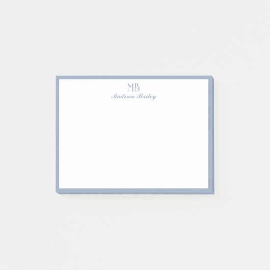 Monogram Decoratieve Typografie | Dusty Blue Post-it® Notes (Voorkant)