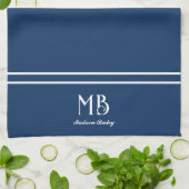 Monogram Decoratieve Typografie | Navy Blue Theedoek (Gevouwen)