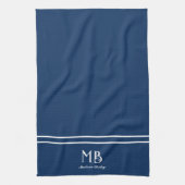 Monogram Decoratieve Typografie | Navy Blue Theedoek (Verticaal)