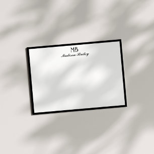 Monogram Decoratieve Typografie   Zwart-wit Notitiekaartje