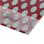 Monogram Deep Red Bleek Blue Fun Polka Dot Pattern Snijplank (Hoek)