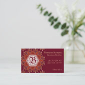 Monogram Deep Red Floral Emblem Visitekaartje (Staand voorkant)