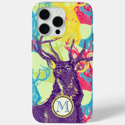Monogram Deer Art Nouveau Forest iphone Case-Mate iPhone Case (Achterkant)